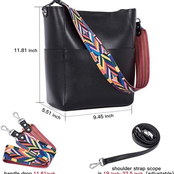 Women Purses and Handbags Leather Hobo Bags Designer Shoulder Bucket Crossbody P - Picture 4 of 7